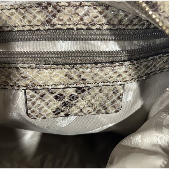 Michael Kors Brown Python Snake Print Bag Gold Hardware Boho Shoulder Purse - Picture 4 of 5